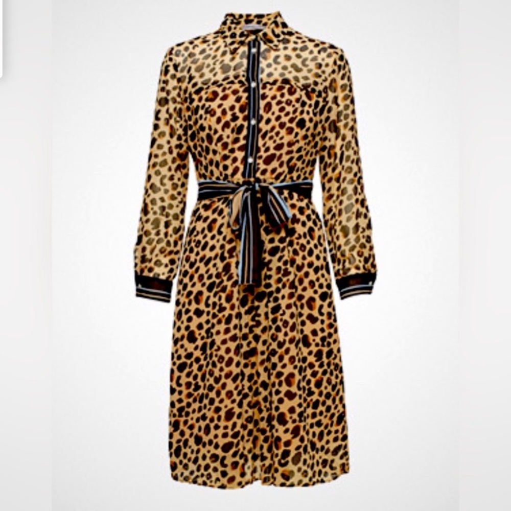 Marella Leopard Silk Dress Sz 14 - Picture 3 of 8